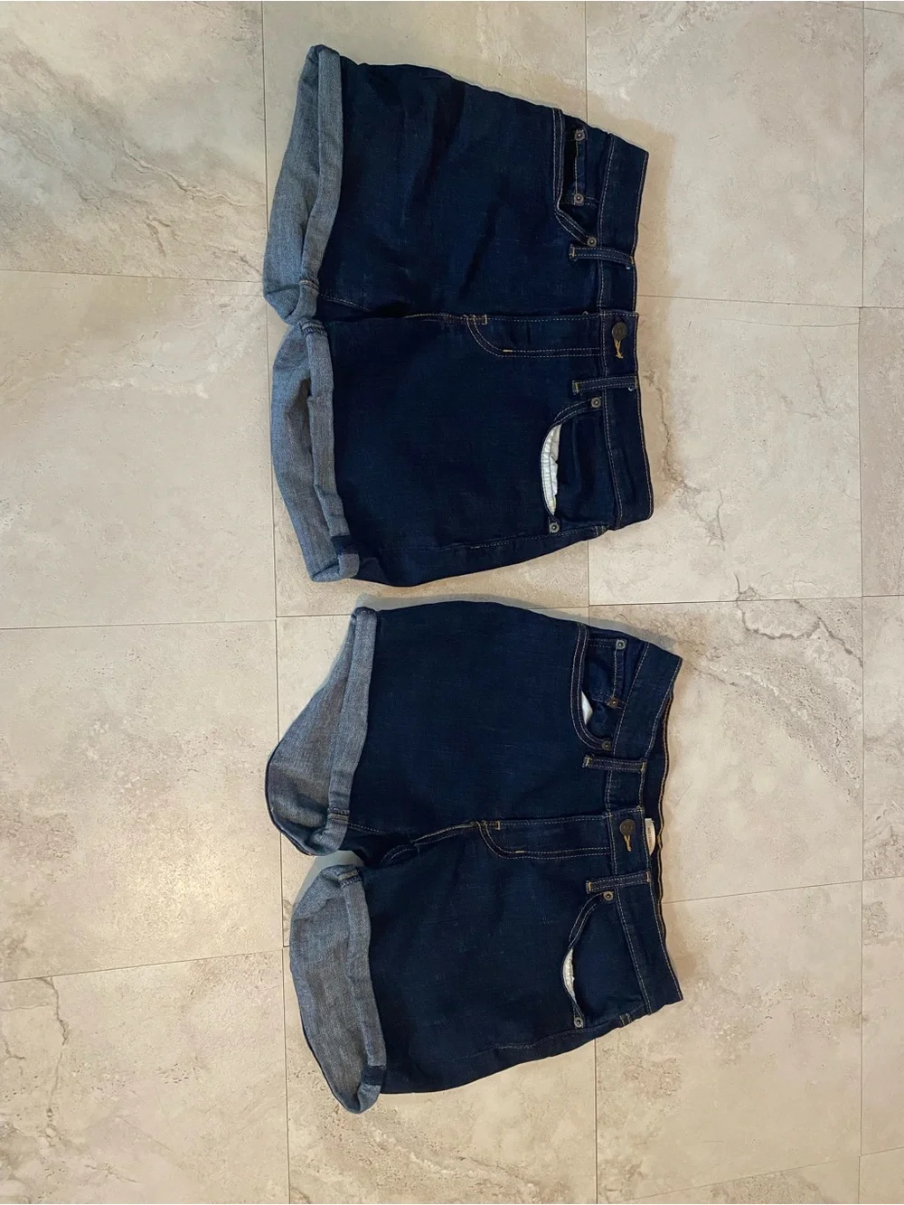 2 Levi's Dark Blue Denim Cuffed Shorts